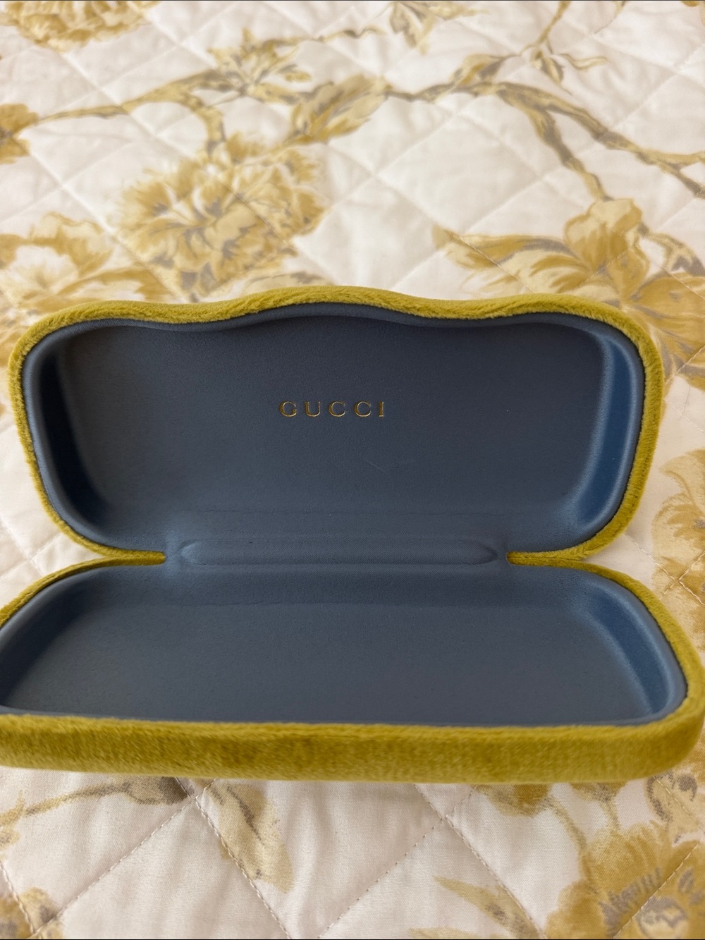 Gucci Velvet Eyeglass Case in Olive and Navy